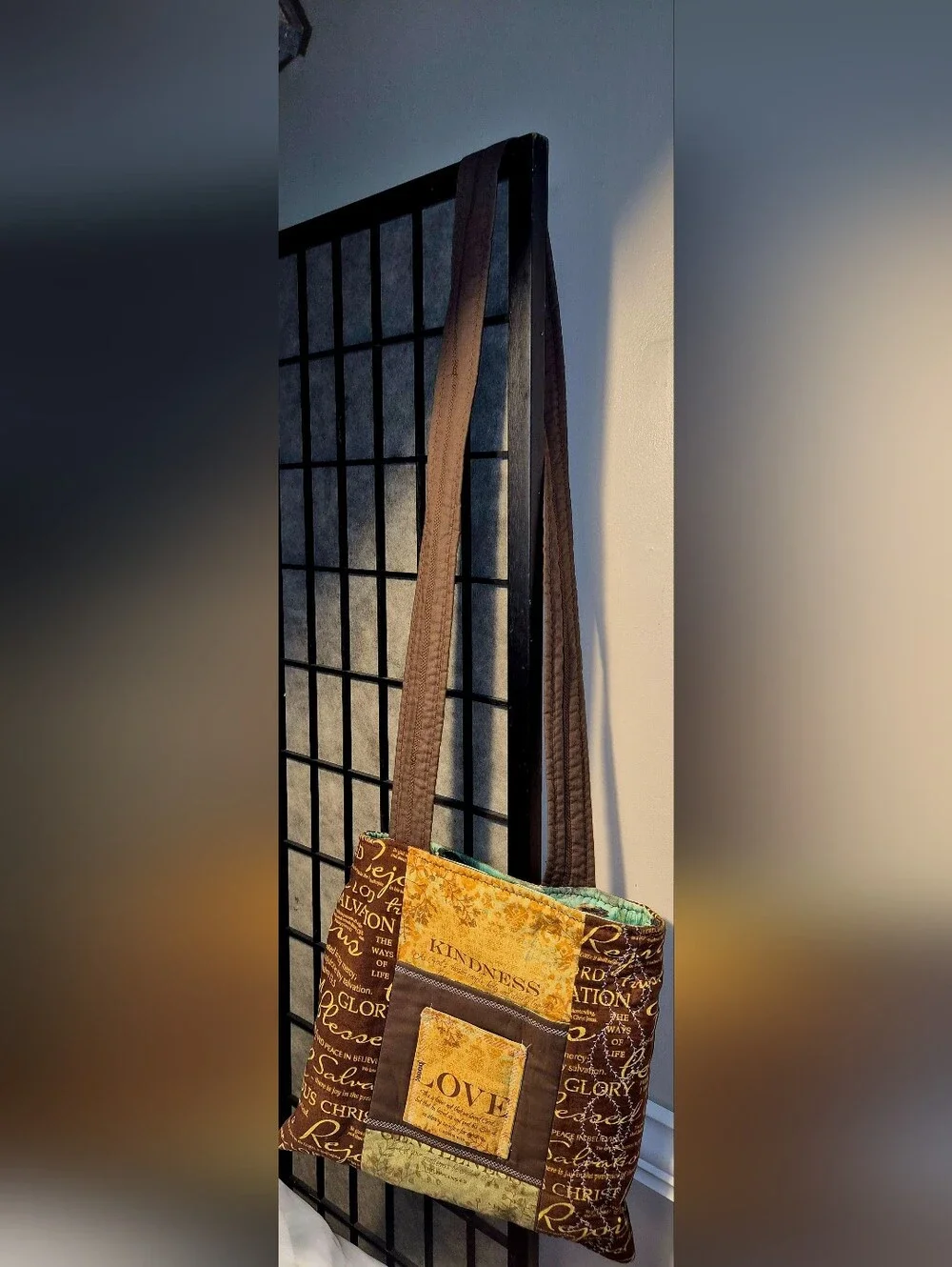 Handmade Quilted Christian Scripture Fabric Hobo